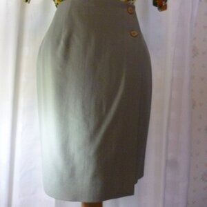Vintage TALBOTS Celery Green Wool Wrap Skirt 2P